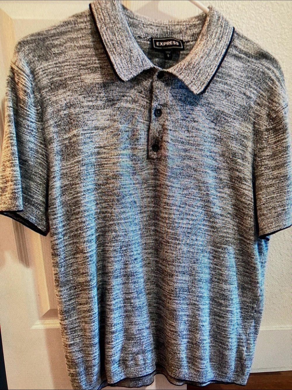 Express Men’s Gray Heather Short-Sleeve Polo